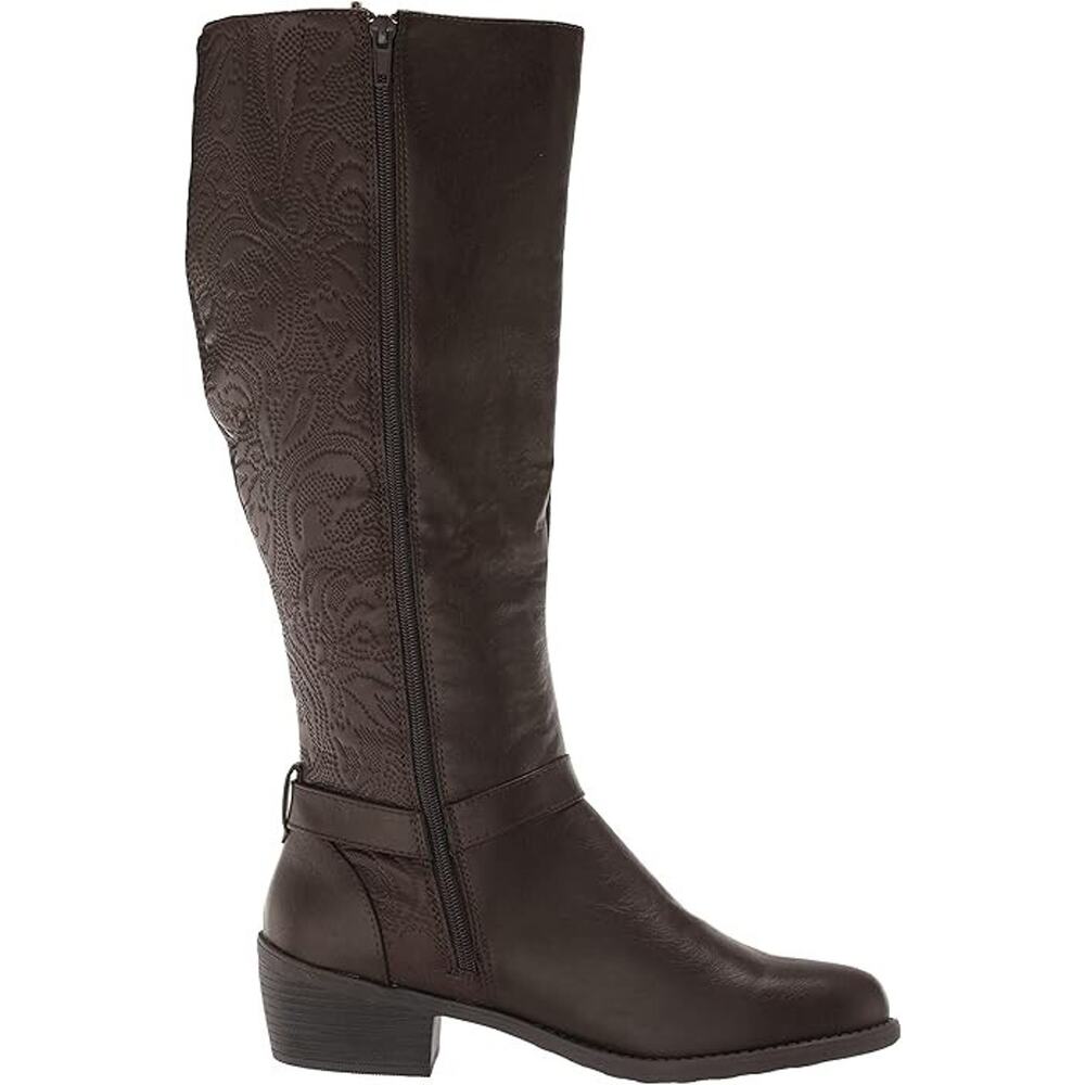 Easy Street Women's Luella Embossed Plus Tall Boots, Brown Size 10M